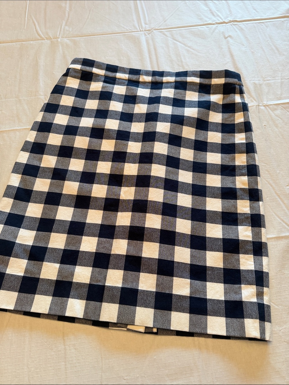 J. Crew Navy and White Gingham Pencil Skirt